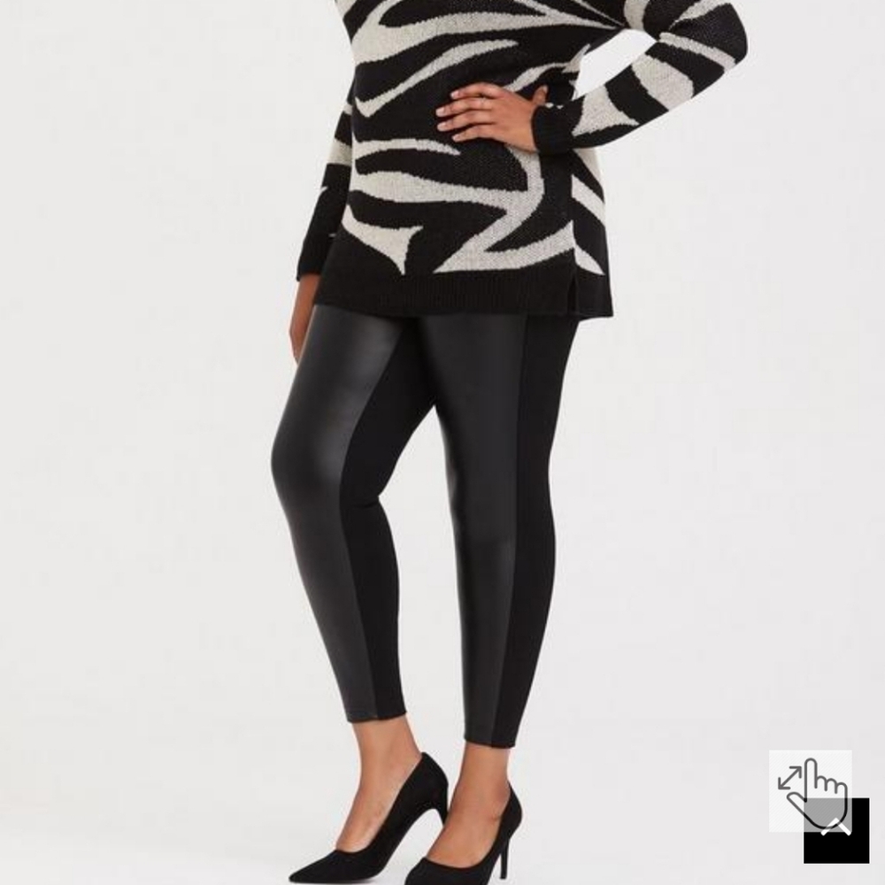 Faux Leather & Ponte Pixie Pant - Black